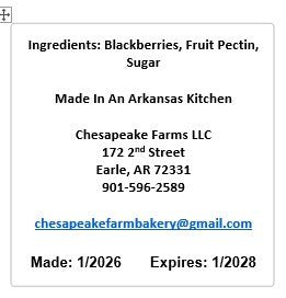 Organic Blackberry Jelly – 8 oz Small - Batch, Vegan, Gluten - Free Seasonal Arkansa - Chesapeake Farms LLC - Gourmet Jams/Jellies & Coffee - Original Artworks - Antiques