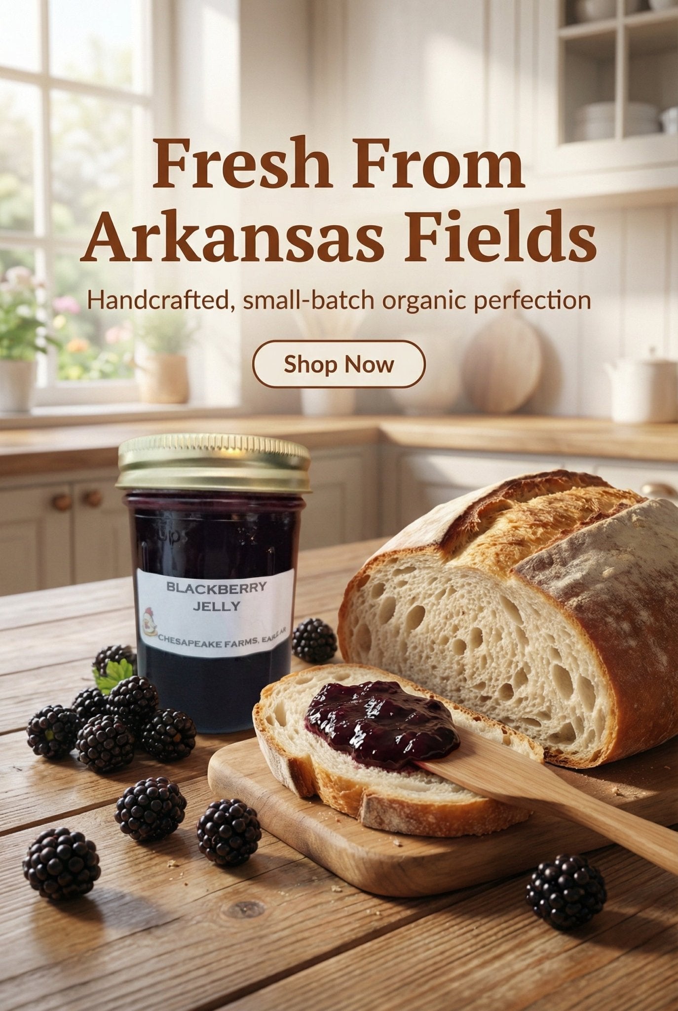 Organic Blackberry Jelly – 8 oz Small - Batch, Vegan, Gluten - Free Seasonal Arkansa - Chesapeake Farms LLC - Gourmet Jams/Jellies & Coffee - Original Artworks - Antiques