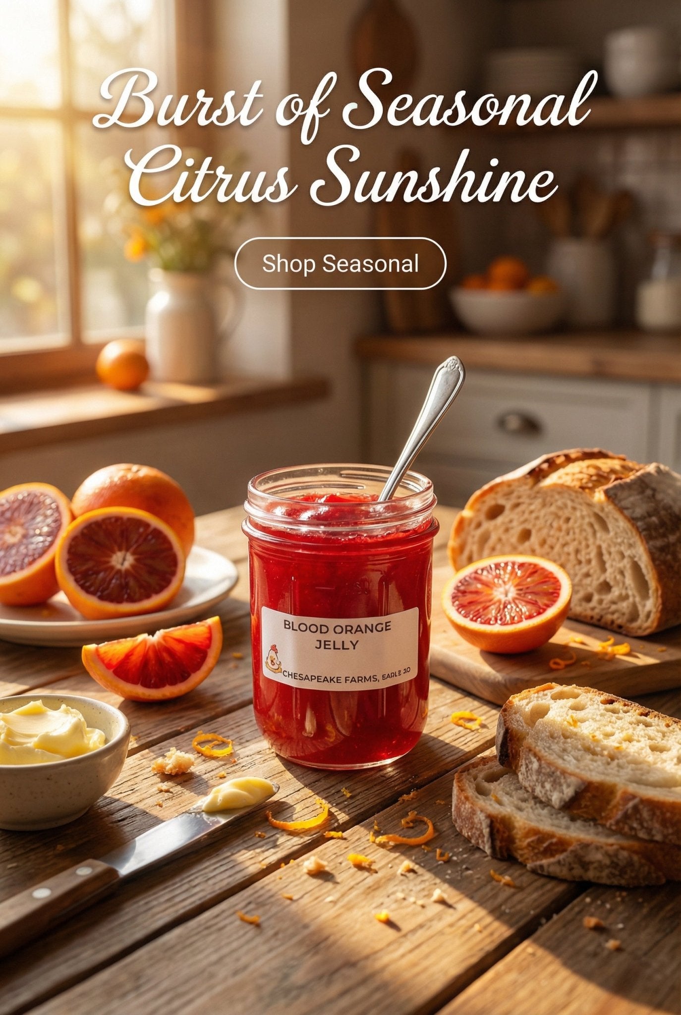 Organic Blood Orange Jelly – 8 oz Small - Batch, Vegan, Gluten - Free Seasonal Citru - Chesapeake Farms LLC - Gourmet Jams/Jellies & Coffee - Original Artworks - Antiques
