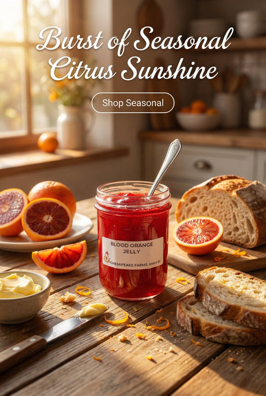 Organic Blood Orange Jelly – 8 oz Small - Batch, Vegan, Gluten - Free Seasonal Citru - Chesapeake Farms LLC - Gourmet Jams/Jellies & Coffee - Original Artworks - Antiques