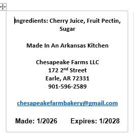 Organic Cherry Jelly 8oz – Arkansas Grown | Small Batch | Vegan & Gluten - Free | - Chesapeake Farms LLC - Gourmet Jams/Jellies & Coffee - Original Artworks - Antiques