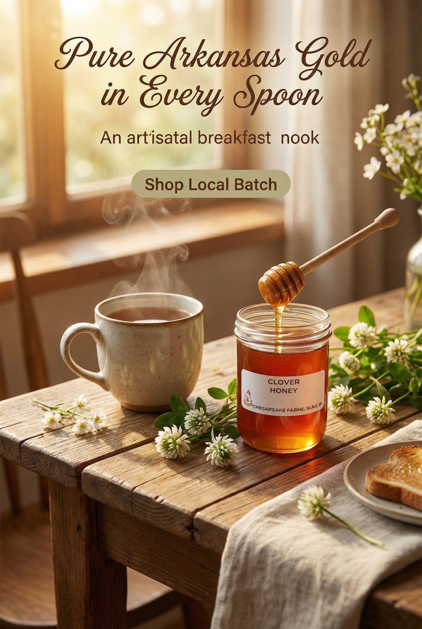 Organic Clover Honey 4oz – Arkansas Grown | Small Batch | Great Gift Idea | Raw, - Chesapeake Farms LLC - Gourmet Jams/Jellies & Coffee - Original Artworks - Antiques