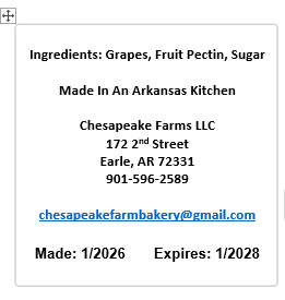 Organic Grape Jelly 8oz – Arkansas Grown | Small Batch | Vegan & Gluten - Free | G - Chesapeake Farms LLC - Gourmet Jams/Jellies & Coffee - Original Artworks - Antiques