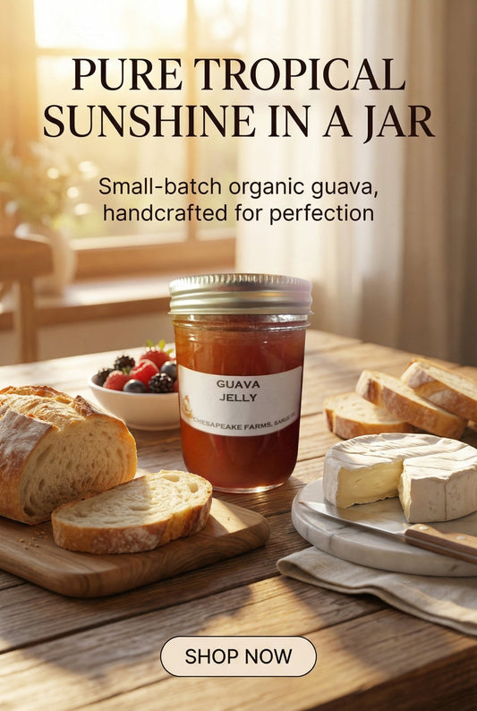 Organic Guava Jelly – 8 - oz Small - Batch, Vegan, Gluten - Free Organic Sourced Fruit - Chesapeake Farms LLC - Gourmet Jams/Jellies & Coffee - Original Artworks - Antiques