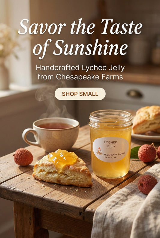 Organic Lychee Jelly 8oz – Arkansas Made | Small Batch | Vegan & Gluten - Free | - Chesapeake Farms LLC - Gourmet Jams/Jellies & Coffee - Original Artworks - Antiques