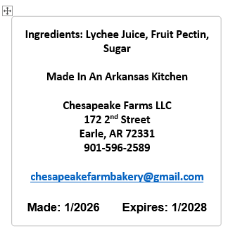 Organic Lychee Jelly 8oz – Arkansas Made | Small Batch | Vegan & Gluten - Free | - Chesapeake Farms LLC - Gourmet Jams/Jellies & Coffee - Original Artworks - Antiques