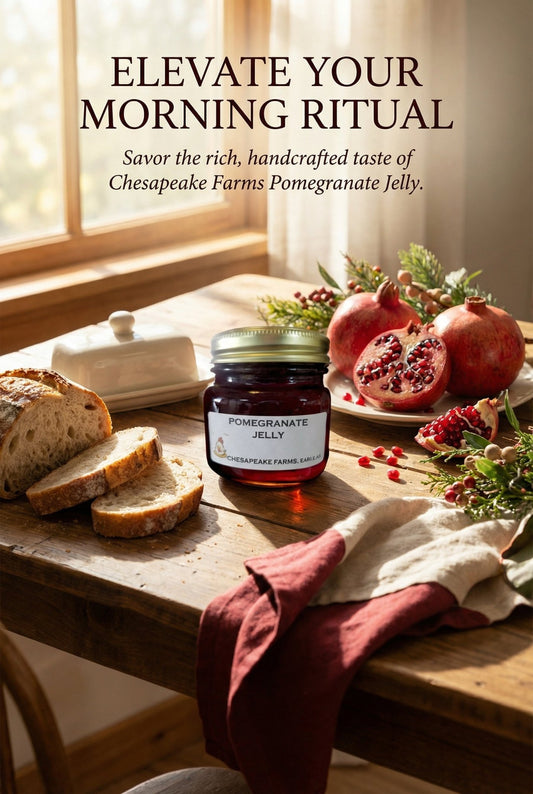 Pomegranate Jelly – 8 oz Jar | Organically Sourced Small - Batch | Seasonal Fruit - Chesapeake Farms LLC - Gourmet Jams/Jellies & Coffee - Original Artworks - Antiques