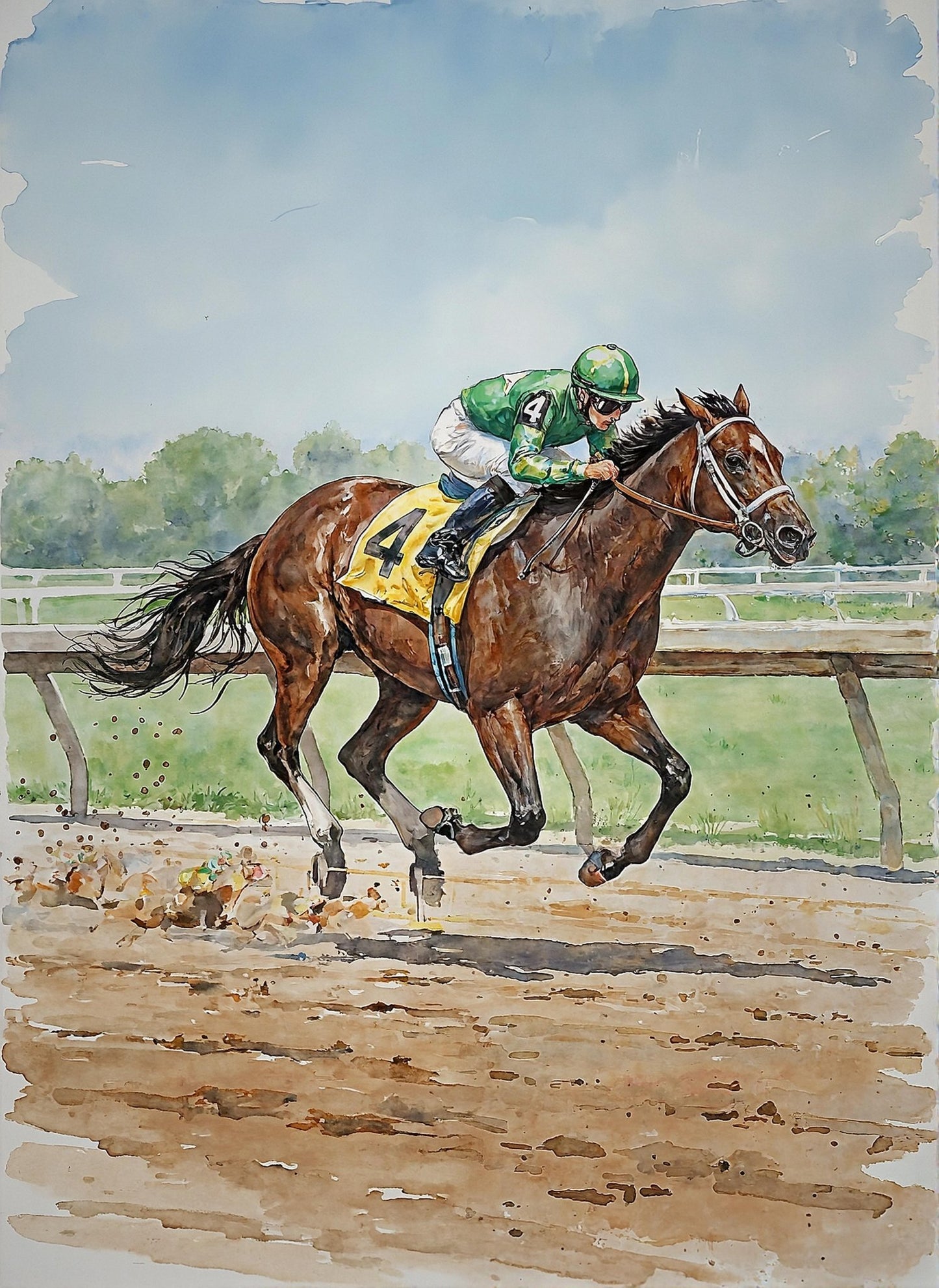 Racehorse Study In Watercolors - Digital Wall Art – Instant Download - Chesapeake Farms LLC - Gourmet Jams/Jellies & Coffee - Original Artworks - Antiques