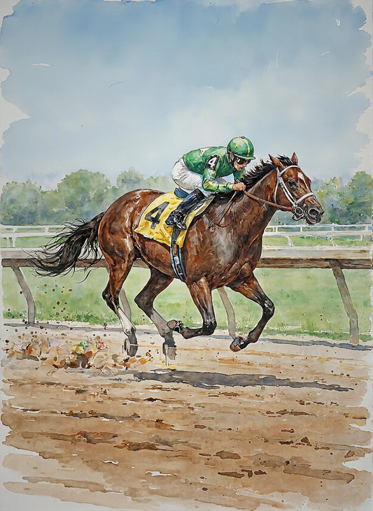 Racehorse Study In Watercolors - Digital Wall Art – Instant Download - Chesapeake Farms LLC - Gourmet Jams/Jellies & Coffee - Original Artworks - Antiques