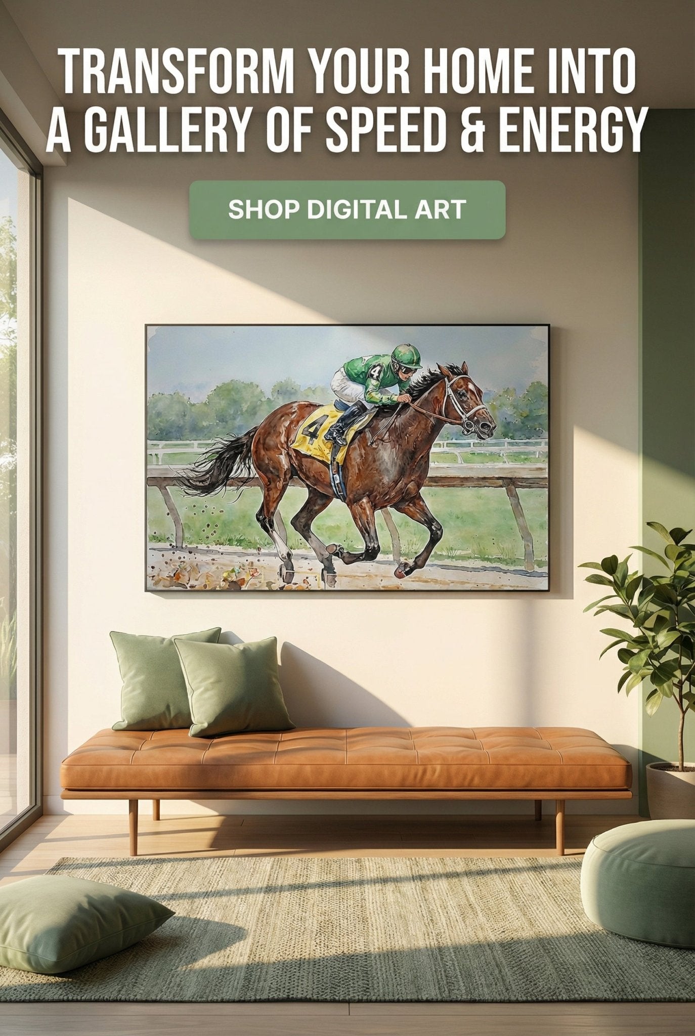 Racehorse Study In Watercolors - Digital Wall Art – Instant Download - Chesapeake Farms LLC - Gourmet Jams/Jellies & Coffee - Original Artworks - Antiques