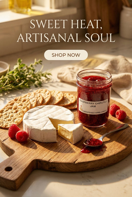 Raspberry Chipotle Jam – 8 oz Jar – Organic, Arkansas Grown – Small Batch – Swee - Chesapeake Farms LLC - Gourmet Jams/Jellies & Coffee - Original Artworks - Antiques