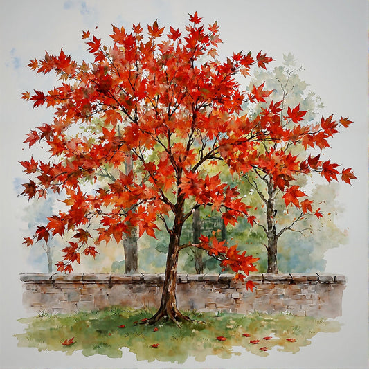 Red Japanese Maple Study C In Watercolors Digital Wall Art – Instant Download - Chesapeake Farms LLC - Gourmet Jams/Jellies & Coffee - Original Artworks - Antiques