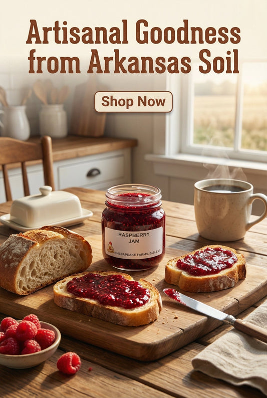 Red Raspberry Jam – 8 oz Jar – Organic, Arkansas Grown – Small Batch – Bold - Chesapeake Farms LLC - Gourmet Jams/Jellies & Coffee - Original Artworks - Antiques