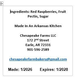 Red Raspberry Jam – 8 oz Jar – Organic, Arkansas Grown – Small Batch – Bold - Chesapeake Farms LLC - Gourmet Jams/Jellies & Coffee - Original Artworks - Antiques