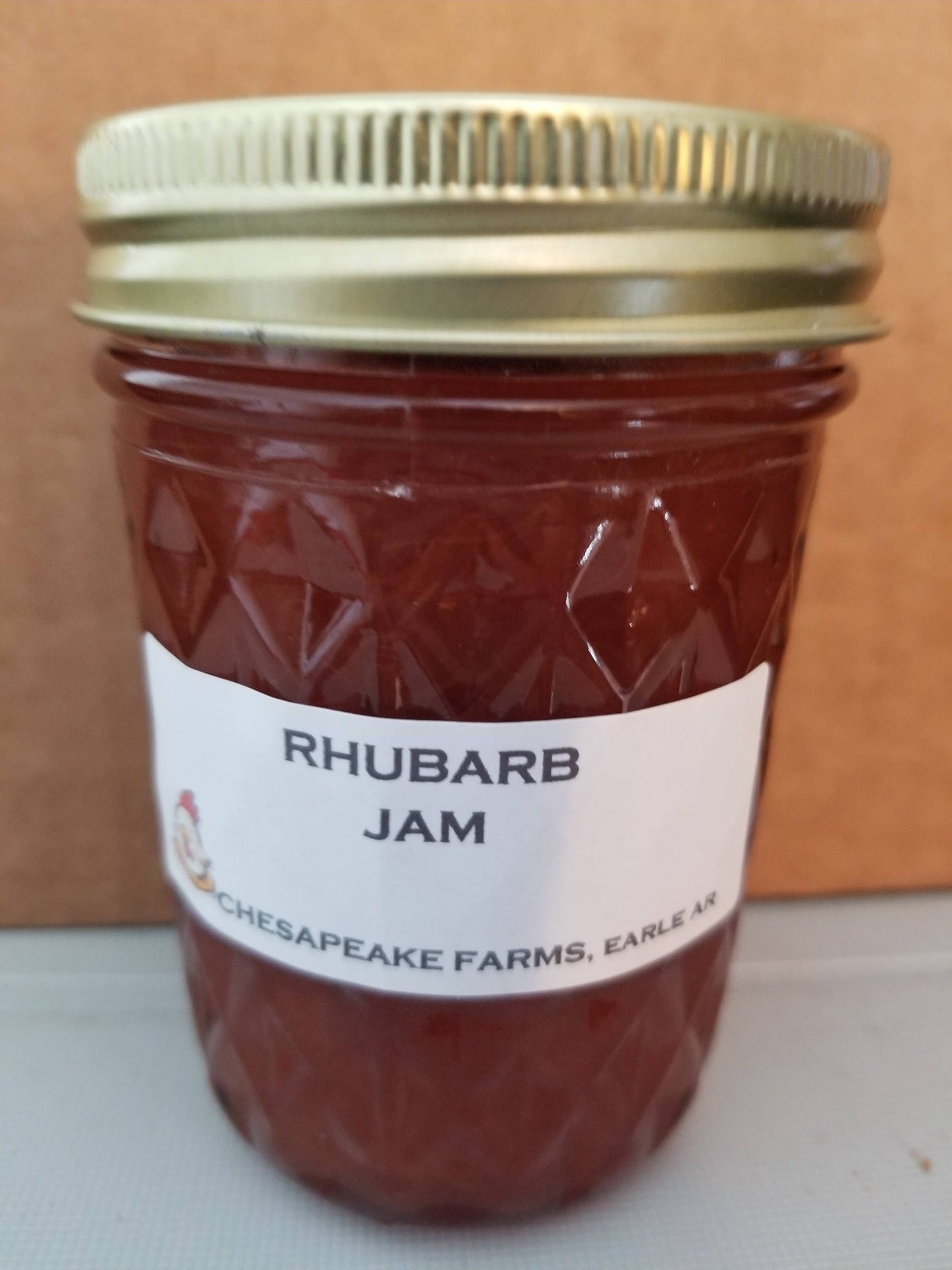 Rhubarb Jam – 8 oz Jar – Organic, Arkansas Grown – Small Batch – Tangy - Chesapeake Farms LLC - Gourmet Jams/Jellies & Coffee - Original Artworks - Antiques
