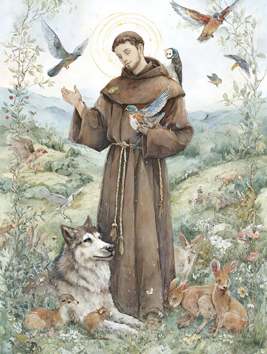 Saint Francis of Assisi with Animals - Digital Wall Art – Instant Download - Chesapeake Farms LLC - Gourmet Jams/Jellies & Coffee - Original Artworks - Antiques