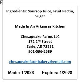 Soursop Jelly – 8 oz Jar - Organically Sourced - Exotic Fruit Spread - Great Gif - Chesapeake Farms LLC - Gourmet Jams/Jellies & Coffee - Original Artworks - Antiques