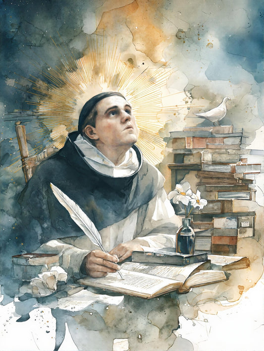 St. Thomas Aquinas with Quill - Digital Wall Art – Instant Download - Chesapeake Farms LLC - Gourmet Jams/Jellies & Coffee - Original Artworks - Antiques