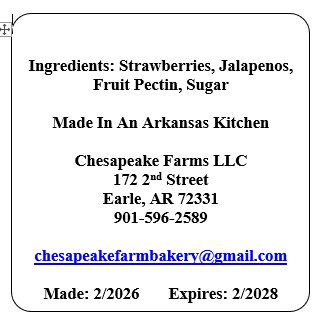 Strawberry Jalapeño Jam – 8 oz Jar – Organic, Arkansas Grown – Small Batch - Chesapeake Farms LLC - Gourmet Jams/Jellies & Coffee - Original Artworks - Antiques