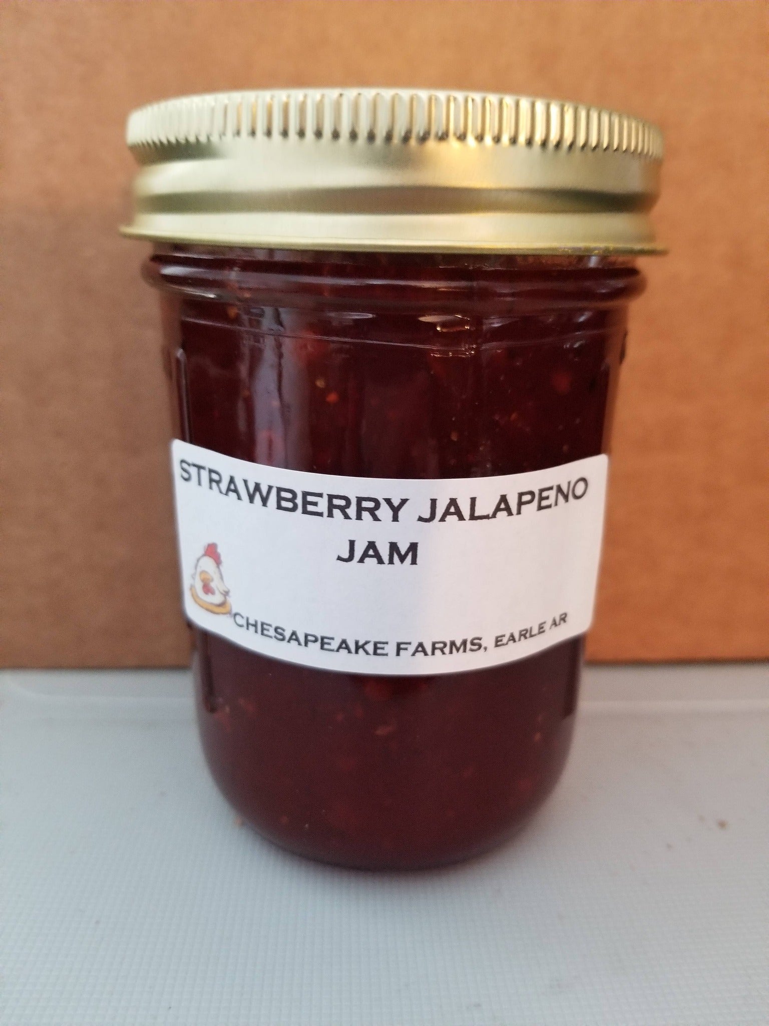 Strawberry Jalapeño Jam – 8 oz Jar – Organic, Arkansas Grown – Small Batch - Chesapeake Farms LLC - Gourmet Jams/Jellies & Coffee - Original Artworks - Antiques