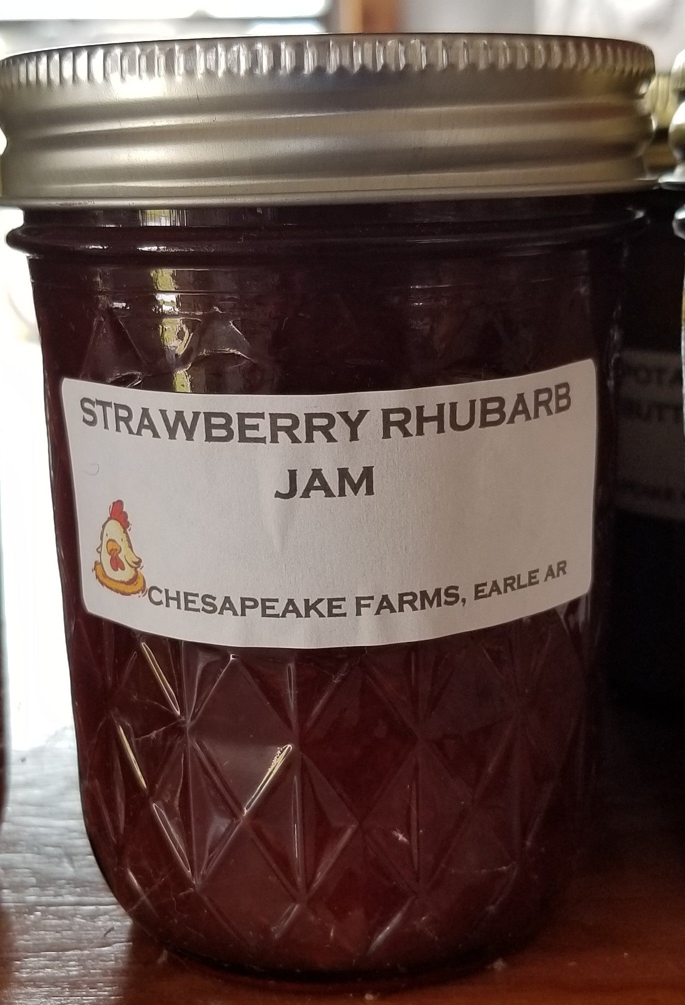 Strawberry Rhubarb Jam – 8 oz Jar – Organic, Arkansas Grown – Small Batch - Chesapeake Farms LLC - Gourmet Jams/Jellies & Coffee - Original Artworks - Antiques