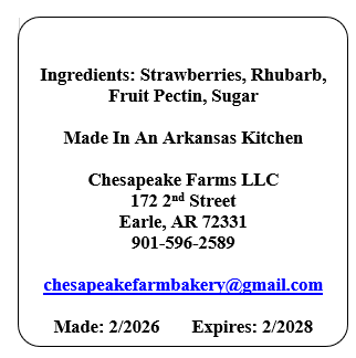 Strawberry Rhubarb Jam – 8 oz Jar – Organic, Arkansas Grown – Small Batch - Chesapeake Farms LLC - Gourmet Jams/Jellies & Coffee - Original Artworks - Antiques