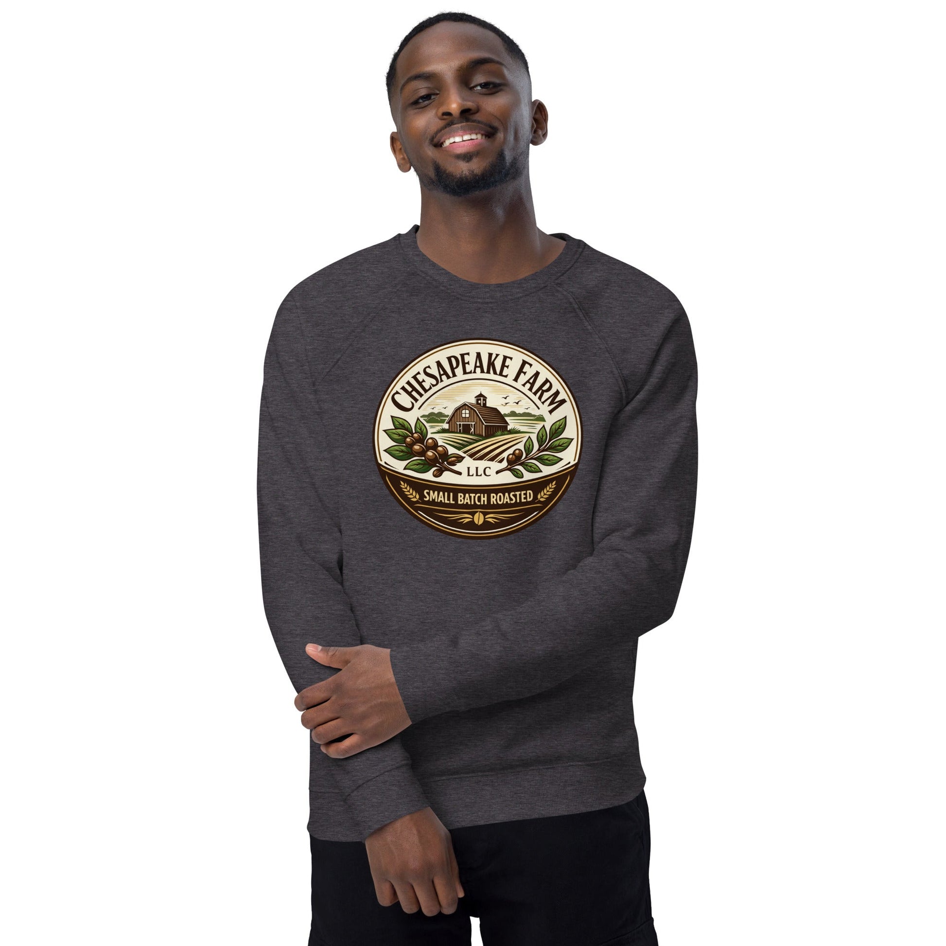 Unisex Organic Raglan Sweatshirt - Chesapeake Farms LLC - Gourmet Jams/Jellies & Coffee - Original Artworks - Antiques