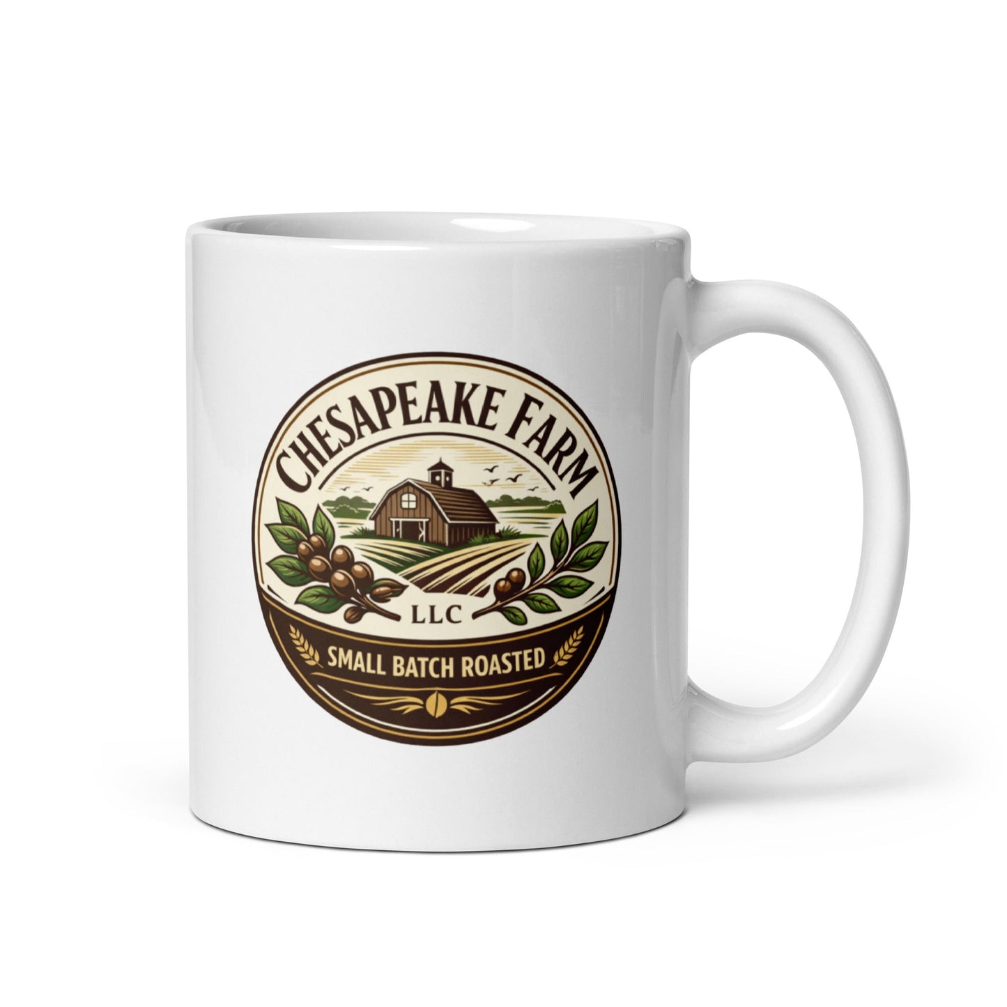 White Glossy Mug - Chesapeake Farms LLC - Gourmet Jams/Jellies & Coffee - Original Artworks - Antiques